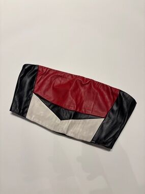 Tiger Mist Red, Black & White Faux Leather Bandeau